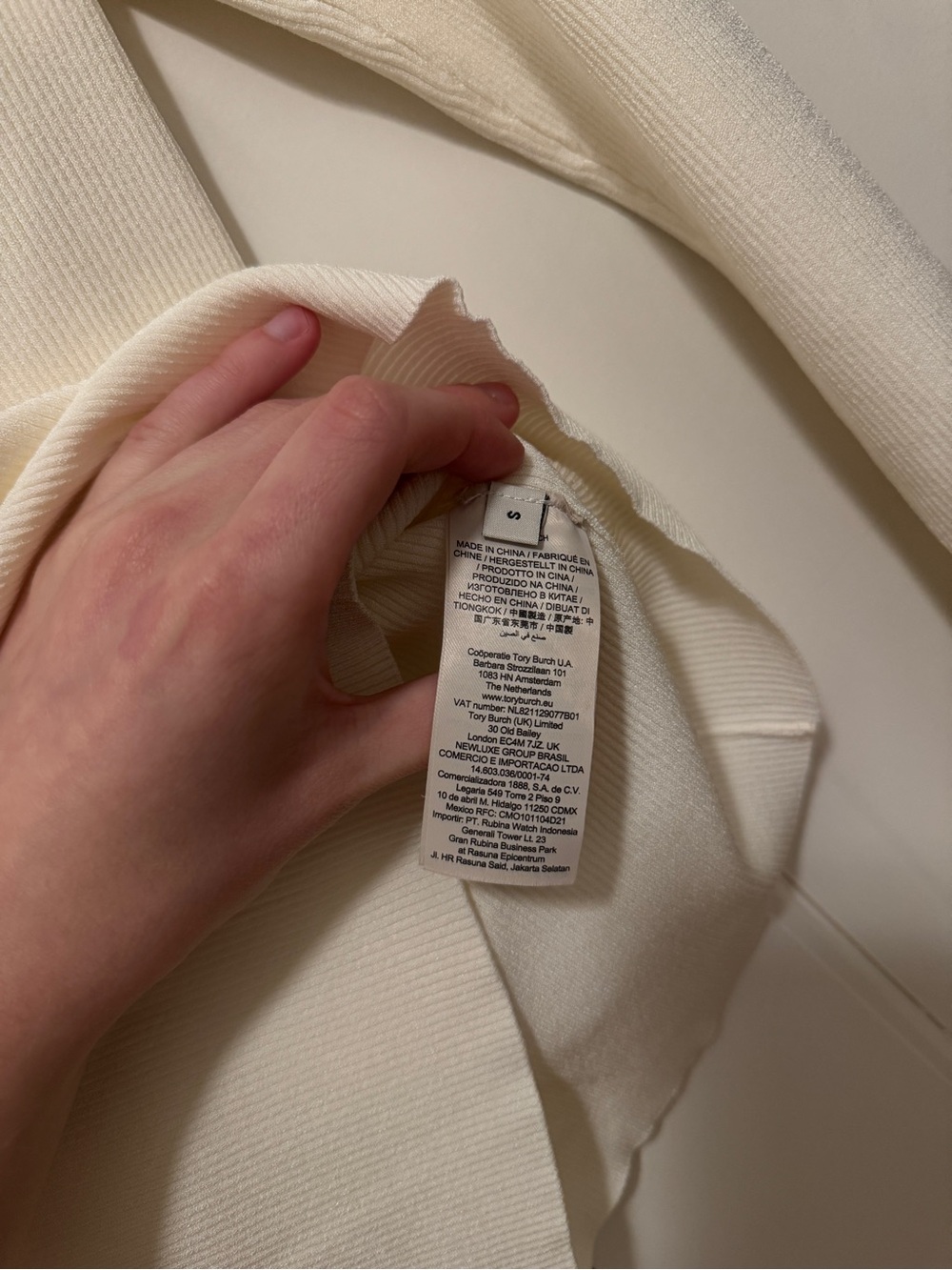 Tory Burch Cream Ribbed Henley Long-Sleeve Top - Picture 5 of 8